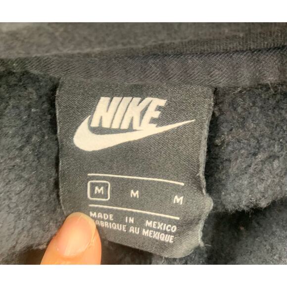 NIKE AIR Swoosh Black Men M JUST DO IT Side Arm Logo Pullover Hoodie Sweatshirt - Picture 3 of 7